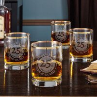 Gold Rim Landmark Anniversary Whiskey Glasses