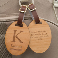 Personalized Wood Luggage Tags - Classic Monogram