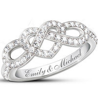 Personalized Lovers Knot Ring With 12 Diamonds