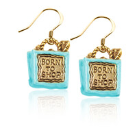 Born To Shop Charm Earrings In Gold