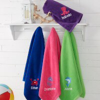 Embroidered Beach Towel For Kids 35x60 - Sea..