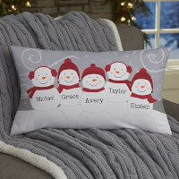 Snowman Family Personalized Lumbar Pillow