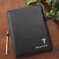 Medical Notes Personalized Black Leather Portfolio
