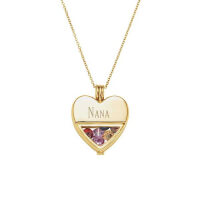 Engraved Glass Heart Birthstone Locket - Gold