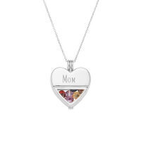 Engraved Glass Heart Birthstone Locket -..