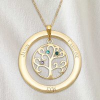 Family Tree Personalized Gold Birthstone..