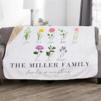 Birth Month Flower Personalized 60x80 Sherpa..