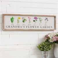 Grandmas Birth Month Flowers Whitewashed Frame..