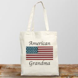 American Flag Personalized Photo Tote Bag