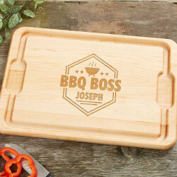 BBQ Boss Personalized Maple Cutting Board - 12x17