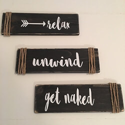 Relax Unwind Get Naked Bathroom Signs
